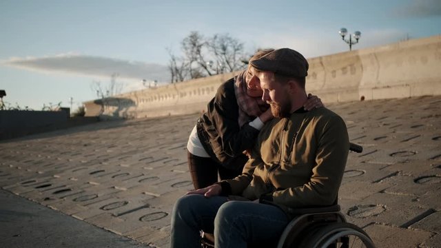 Handicapped man with the woman he loves