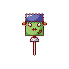 lollipop with halloween decoration on white background