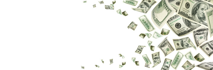 Us dollar bill. Washington american cash. Falling usd money background.
