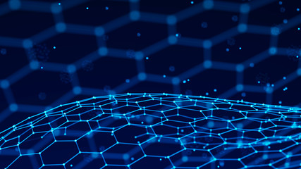 Futuristic hexagon background. Abstract technology background. Honeycomb concept. Big data. 3d