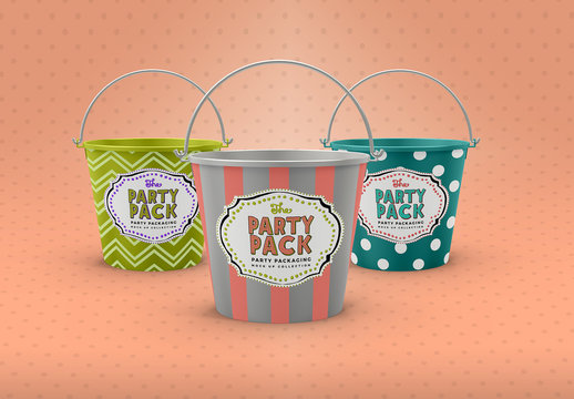 Metal Buckets Packaging Mockup