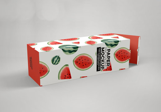 Tall Paper Box Tuck and Tongue Lock Packaging Mockup