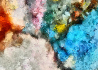Naklejka premium Grunge close up oil painting background. Simple design pattern. Drawn texture. Graphic template for wallpaper or different digital products creation. Macro paint strokes.