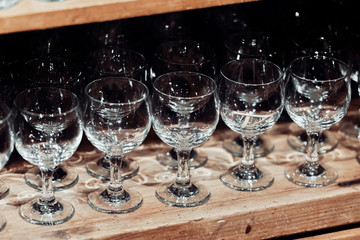 Multiple empty vine glass.