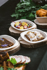 Latvian traditional food on a black isolated background.