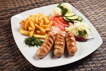 sausage fast food meal
