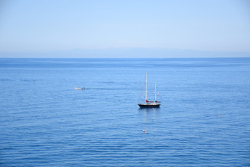 Quiet seascape view with two boats in Italy