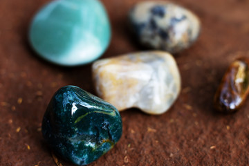 Set of exotic energy stones in nature environment