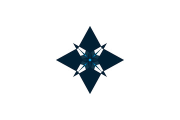 Blue Christmas xmas celebrating decorative acute star snowflake flower vector isolated on white background 