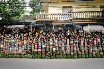 Local pottery craft shop on small street of Ubud