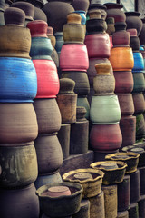 Fototapeta premium Local pottery craft shop on small street of Ubud