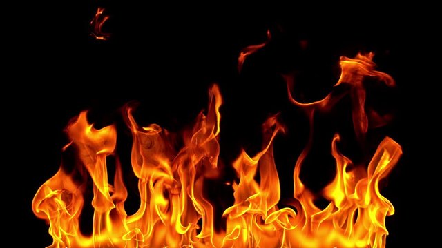 Fire Flames in 1000fps Super Slow Motion Isolated on Black Background. Shooted with High Speed Cinema Camera at 4K