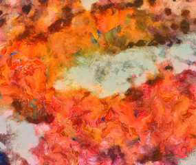 Colorful scratched grunge texture. Dry oil strokes background. Design pattern.