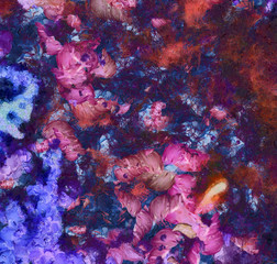 Fototapeta na wymiar Colorful scratched grunge texture. Dry oil strokes background. Design pattern.