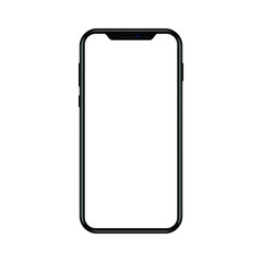 Smartphone mockup with blank screen isolated on white background. front view.