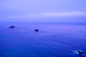 Blue water with rocks