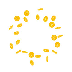 British pound coins falling. Scattered sparse GBP 