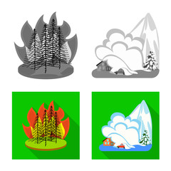 Vector illustration of weather and distress icon. Collection of weather and crash stock symbol for web.