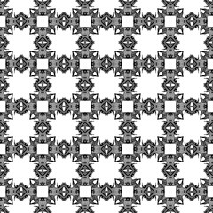 Black and white geometric seamless pattern. Hand d