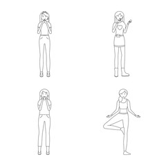 Isolated object of posture and mood symbol. Set of posture and female stock vector illustration.