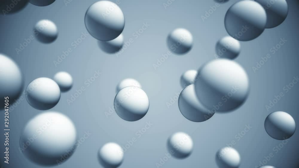 Poster abstract background with 3d objects falling down. simple ball motion texture concept. seamless loop.
