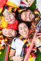 Happy german soccer fans celebrate championship victory