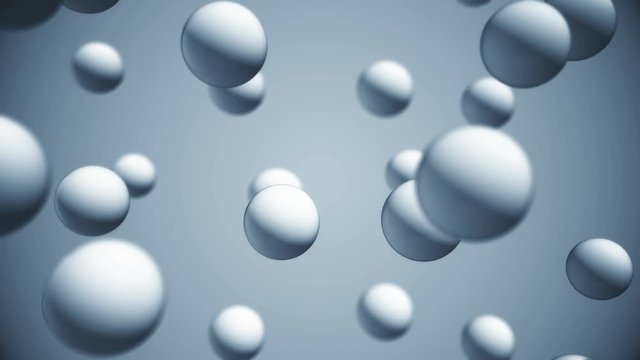 Abstract background with 3d objects falling down. Simple ball motion texture concept. Seamless loop.