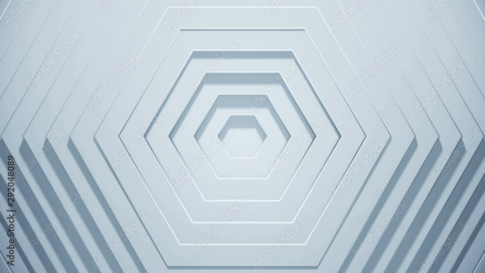 Poster hexagons 3d geometric abstract background. simple wave animation come from center. clean and modern 