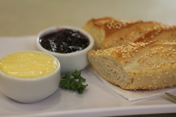 Toast with butter and jam