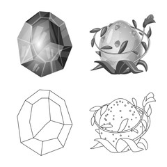 Vector illustration of animal and prehistoric sign. Set of animal and cute stock symbol for web.