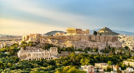 Fotobehang Athene Uitzicht op de Akropolis van Athene in Griekenland