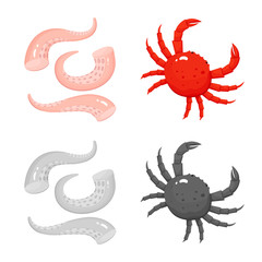 Isolated object of fresh and restaurant symbol. Collection of fresh and marine stock vector illustration.
