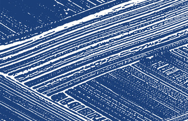 Grunge texture. Distress indigo rough trace. Extra