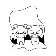 cute raccoon with bear baby animals kawaii