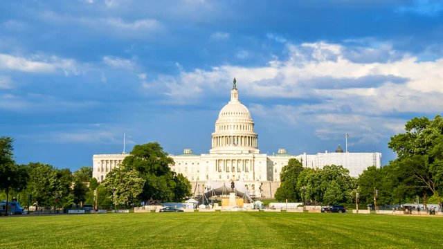 Time Lapse view of the United States Capitol in Washington, DC, USA. The flow of time.