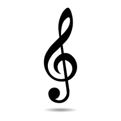 Music note clef, key, isolated vector illustration.