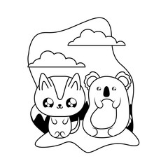 cute koala with cat animals baby kawaii