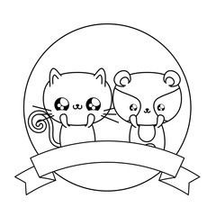 cute cat with raccoon baby animals kawaii