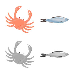 Vector illustration of fresh and restaurant logo. Set of fresh and marine vector icon for stock.