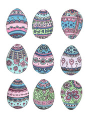 set of colorful easter eggs