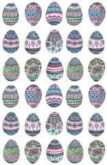 set of colorful easter eggs