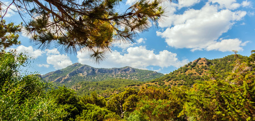 Fototapeta premium Panoramic island view on amazing bay Ionian Sea