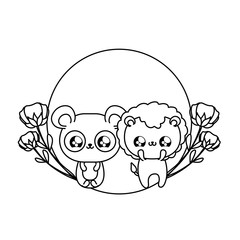 cute lion with panda bear baby animals kawaii