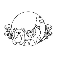 cute koala with alpaca baby animals kawaii