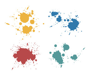 set of color ink stains
