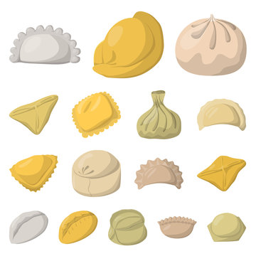 Isolated object of dumplings and food sign. Set of dumplings and stuffed vector icon for stock.