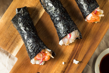 Homemade Sushi Temaki Hand Rolls