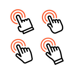 Hand click icon. Clicking pointer. Isolated vector.