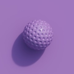 purple color golf ball color isolated on purple color background. minimal sport idea. 3D render.