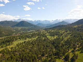 Rocky Mountain forest drone landscape views